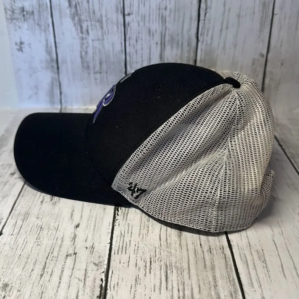 47‎ Black/White Colorado Rockies Primary Logo Trucker Snapback Hat